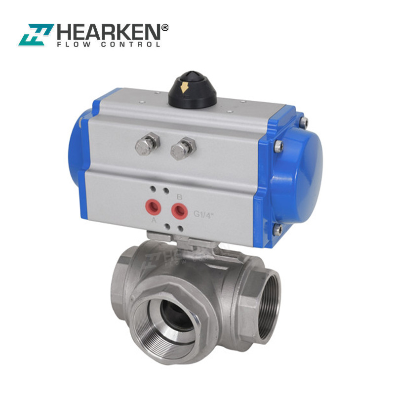 Hearken Pneumatic 3-Way Thread Ball Valve
